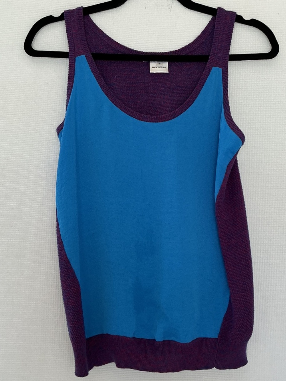 Carven Paris Colorblock Knit Tank Top Purple Red Blue Cotton Blend M